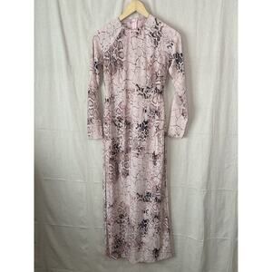 Chiffon 2 Piece Pink Snakeskin Print Salwar Suit Women Small Boho Chic Feminine